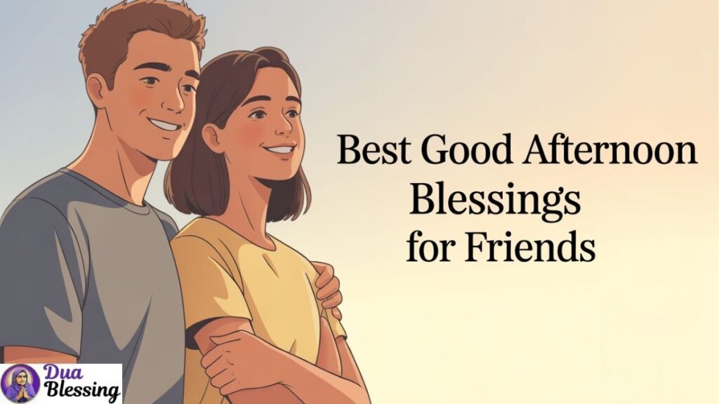 Smiling friends with afternoon message.