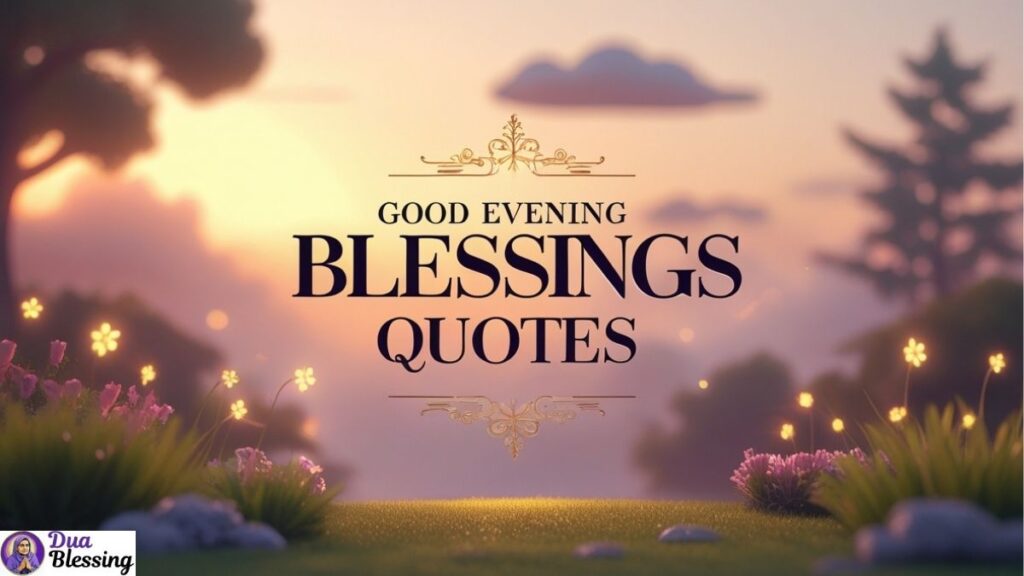 Evening garden with blessings Quotes text.