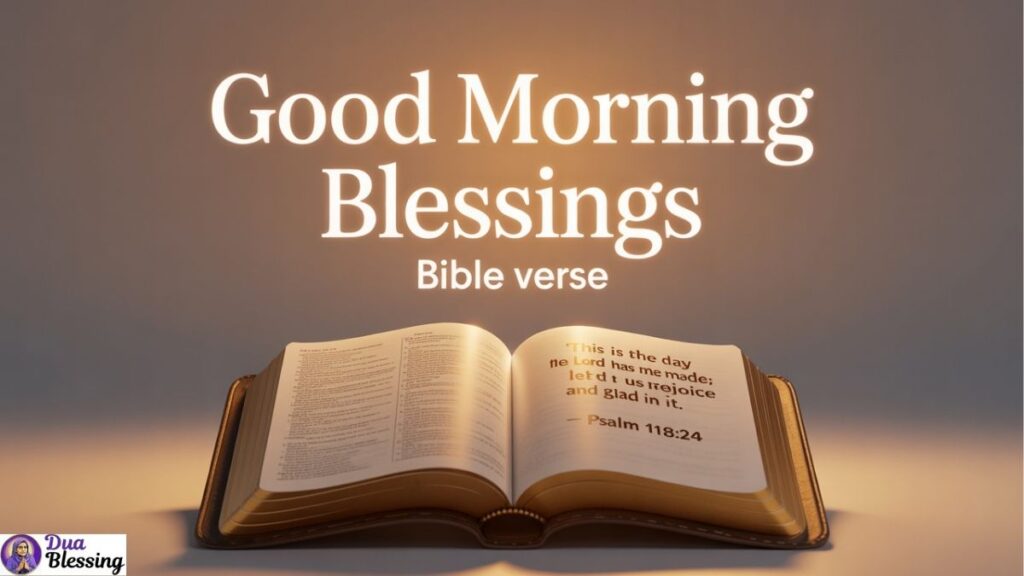 Open Bible with morning blessing.
