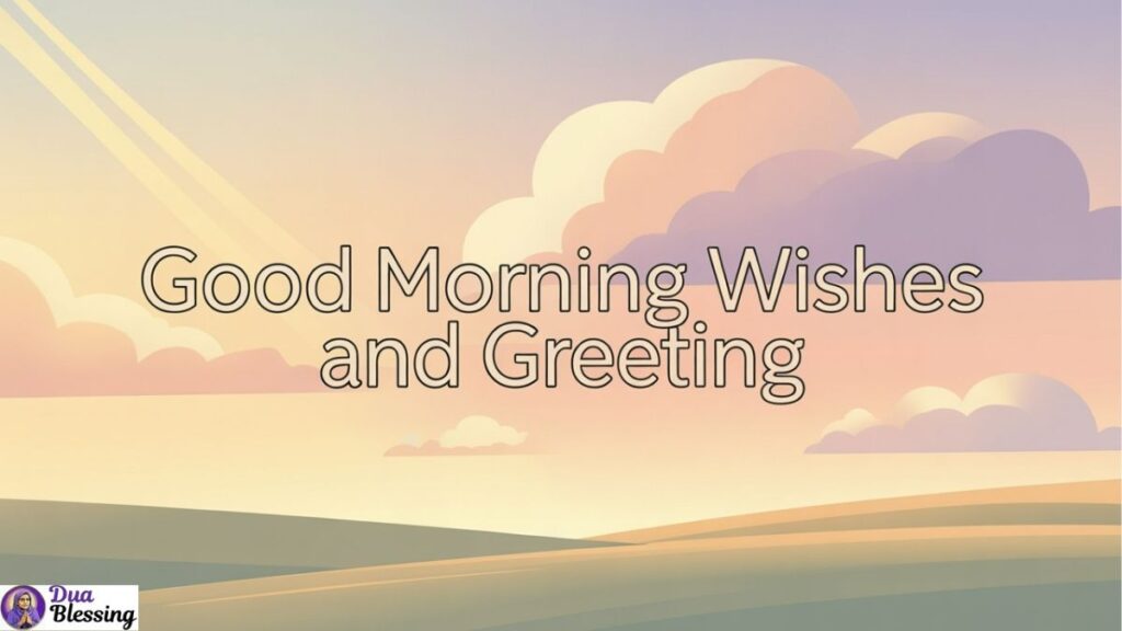 Pastel sunrise with morning greeting.