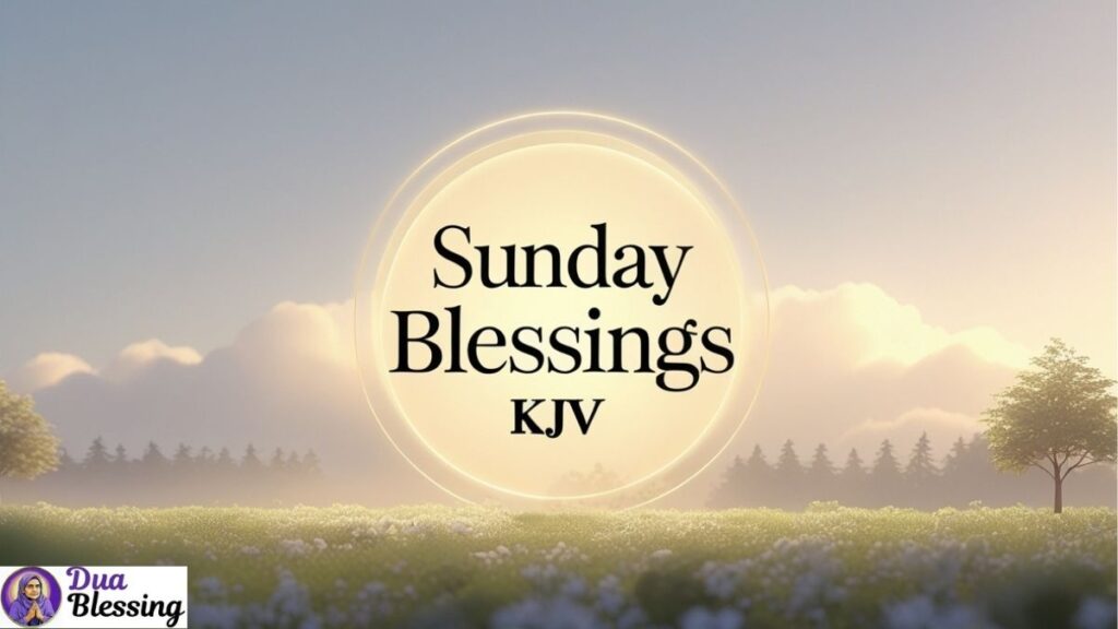 Sunday blessings KJV with sunrise scene.