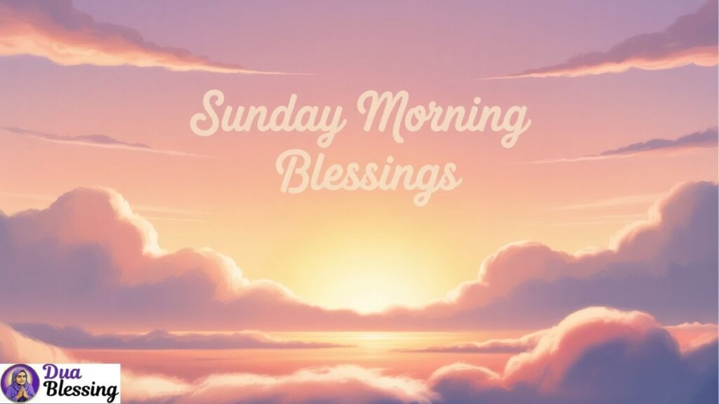 Sunrise with Sunday blessings text.