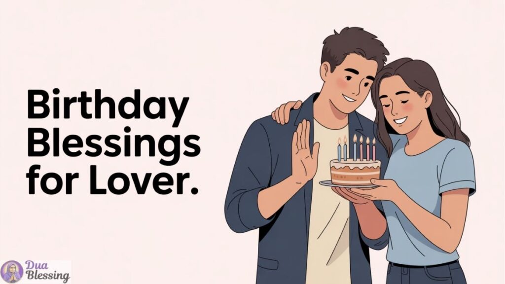 Birthday blessings illustration for lover.