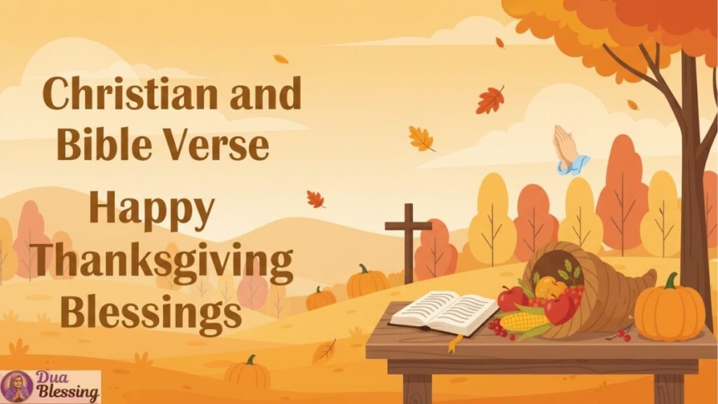 Christian Thanksgiving blessings illustration.