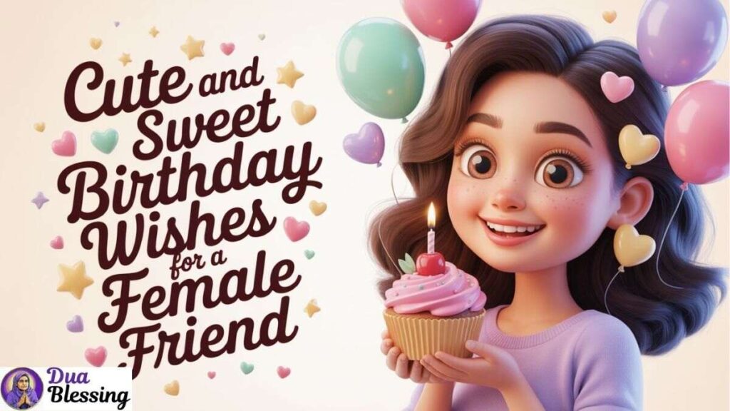 Cute birthday wishes girl illustration.
