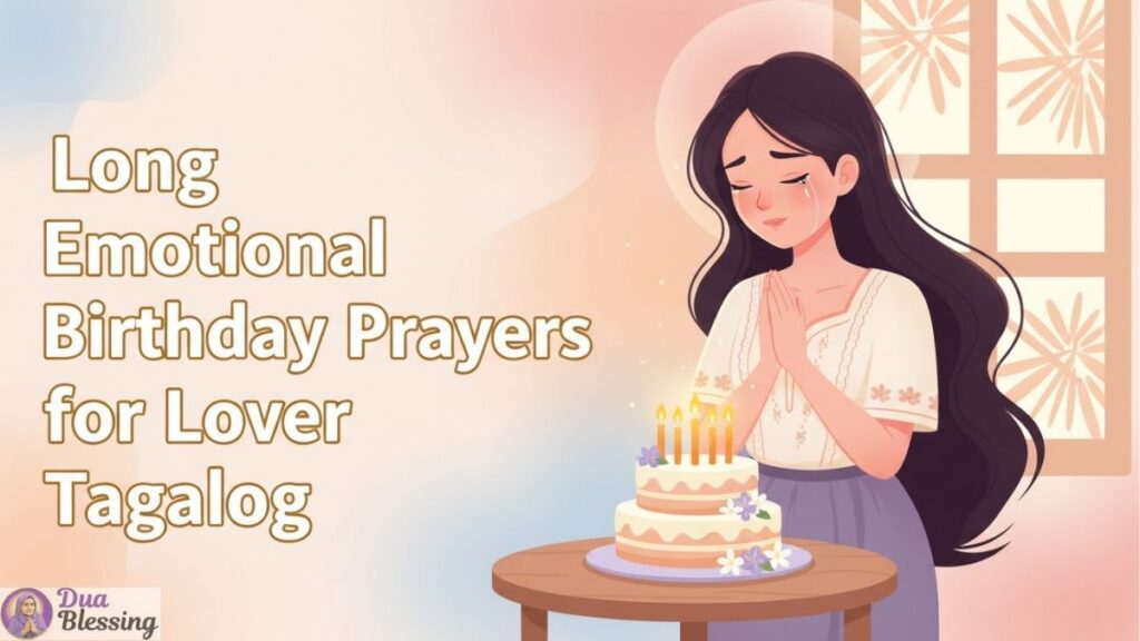 Emotional birthday prayer illustration Tagalog.