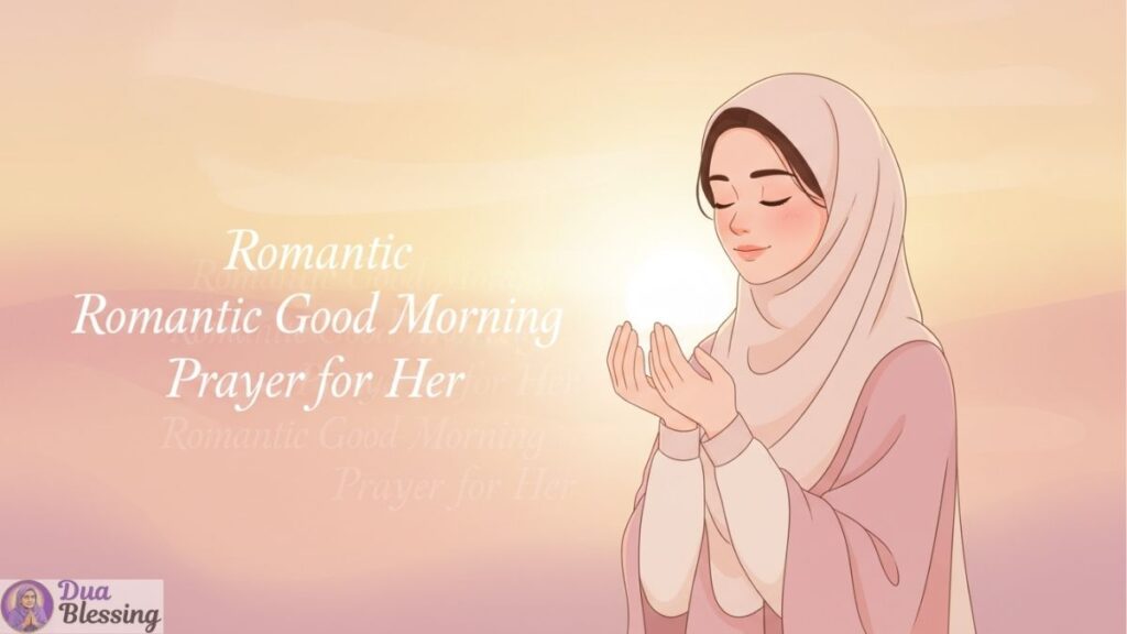 Romantic morning prayer illustration.
