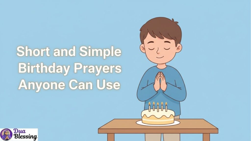 Simple birthday prayer illustration.