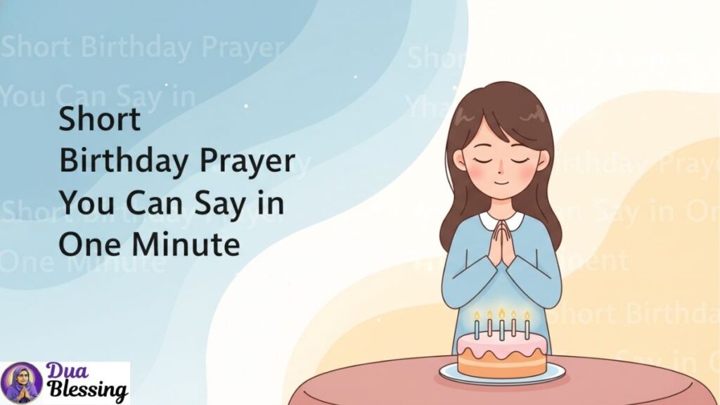Girl praying before birthday cake.