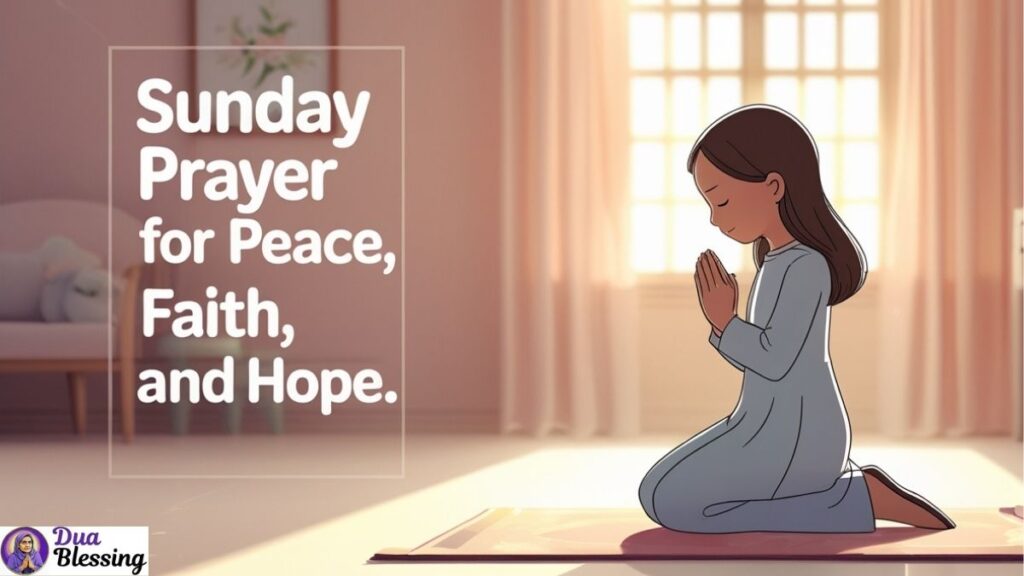 Girl praying on peaceful Sunday.