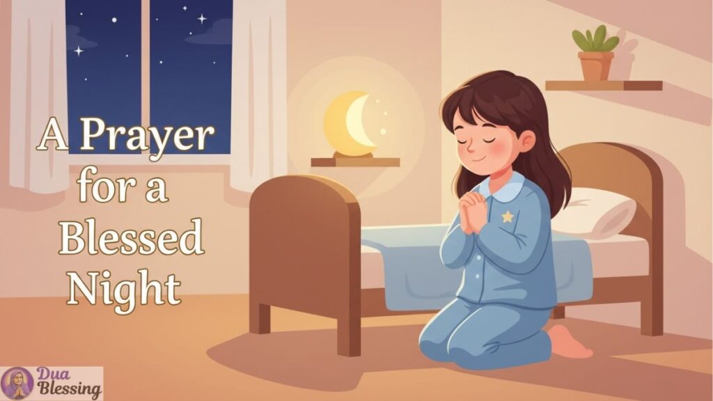 Girl praying for a blessed night.