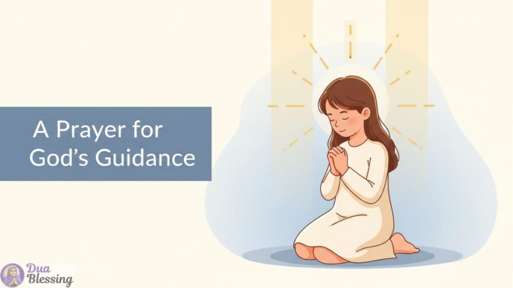 Girl praying for God’s guidance illustration.
