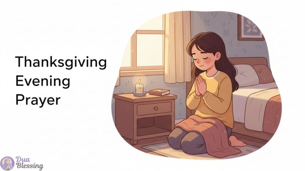 Girl praying Thanksgiving evening.